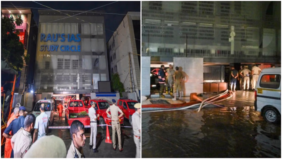 Rainwater filled in the basement of RAU's IAS Coaching Center in Old Rajendra Nagar, Delhi, causing the death of two female students and one male student. (ANI Photo)