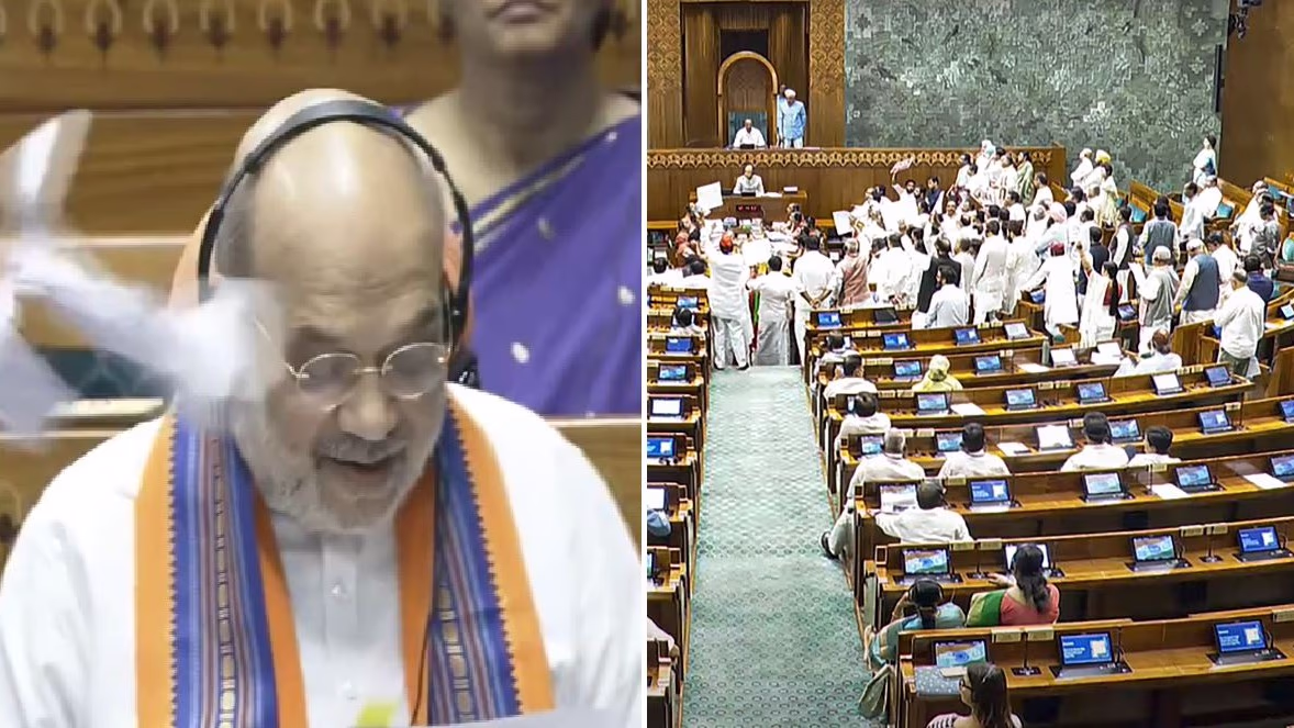 Opposition members protest in the well of the Lok Sabha (Photo: PTI)