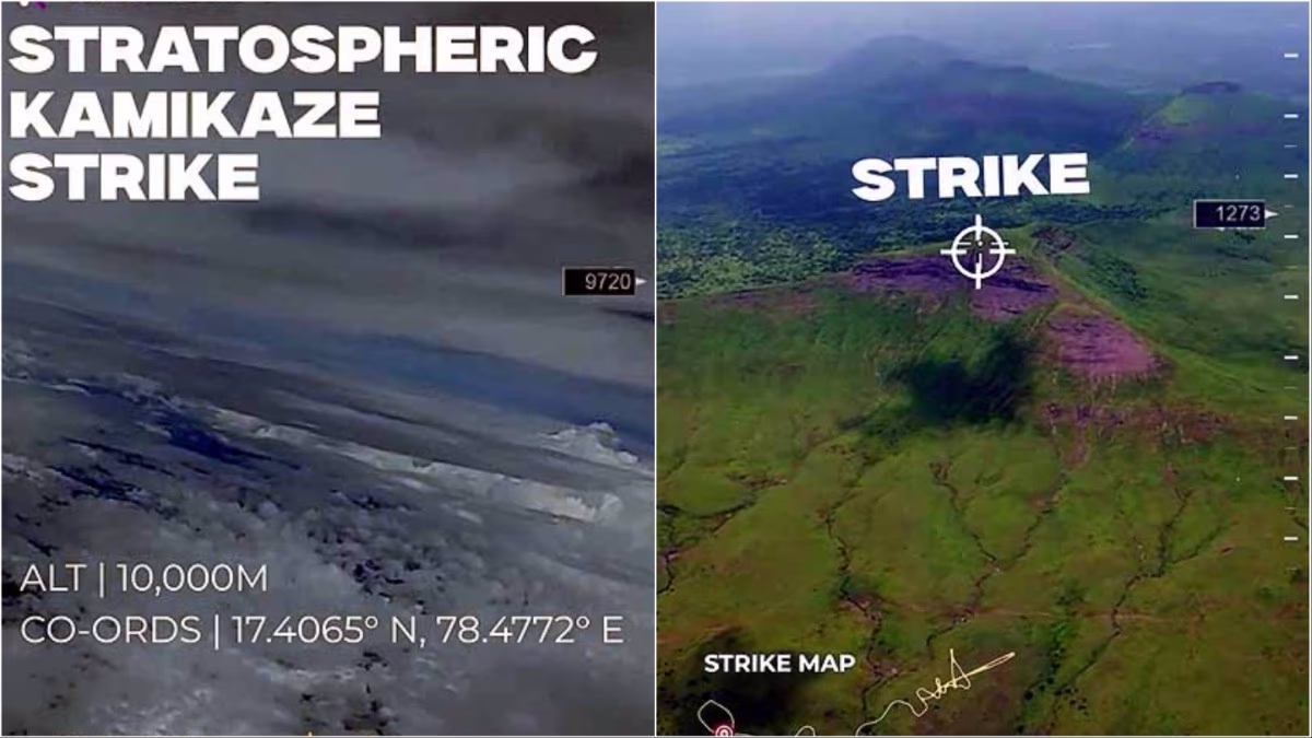 A drone soaring at 10,000 meters, descending to reveal its target. (Screengrab: Kalam Labs)