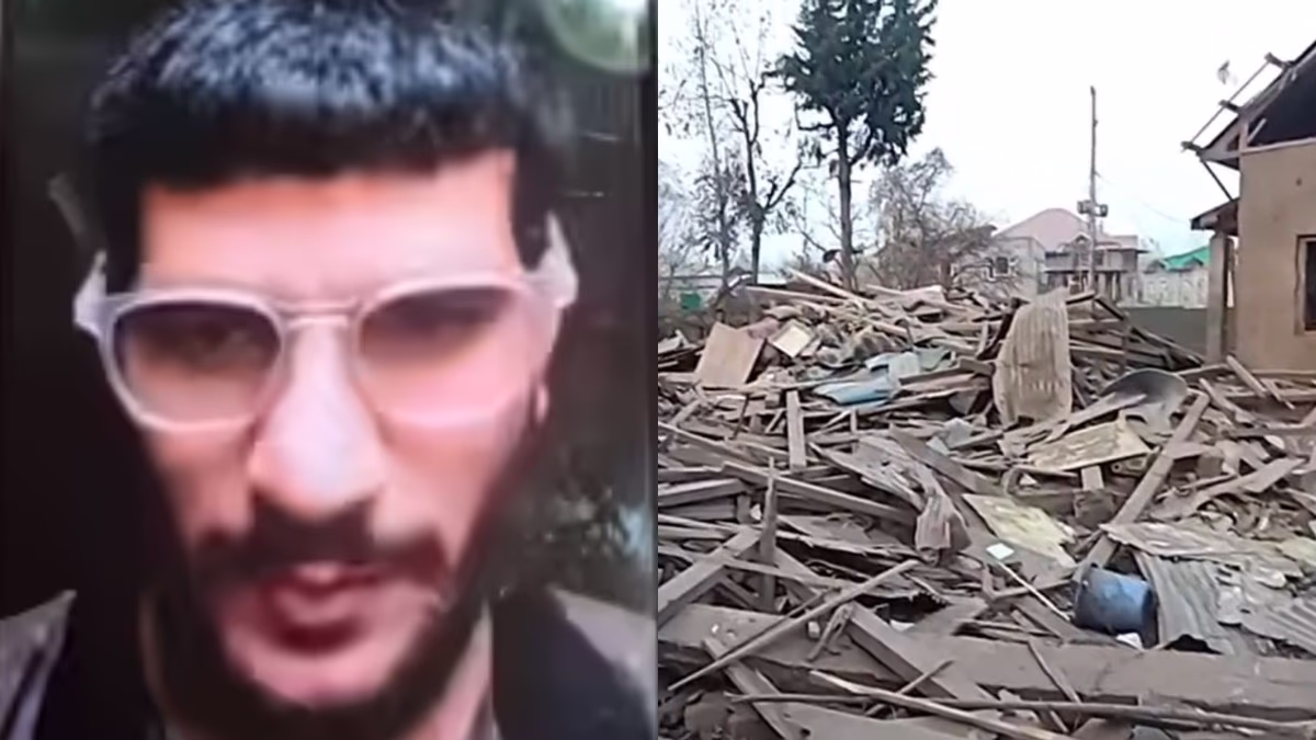 The house of terrorist Dr. Omar Mohammed in Pulwama was destroyed by security agencies through an IED explosion. (Photo: ITG)