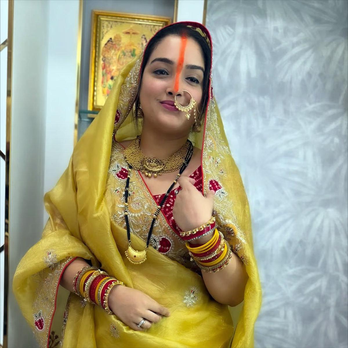 Aamrapali Dubey as a traditional bride