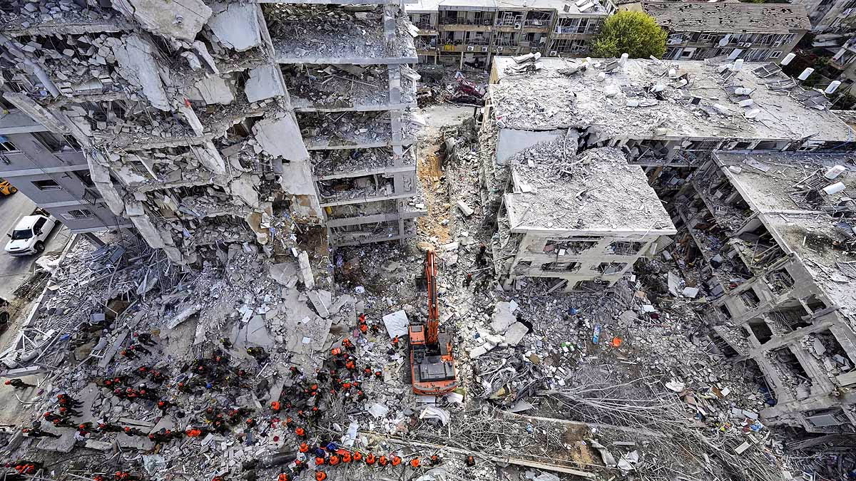 Devastation following Iron Dome Impact
