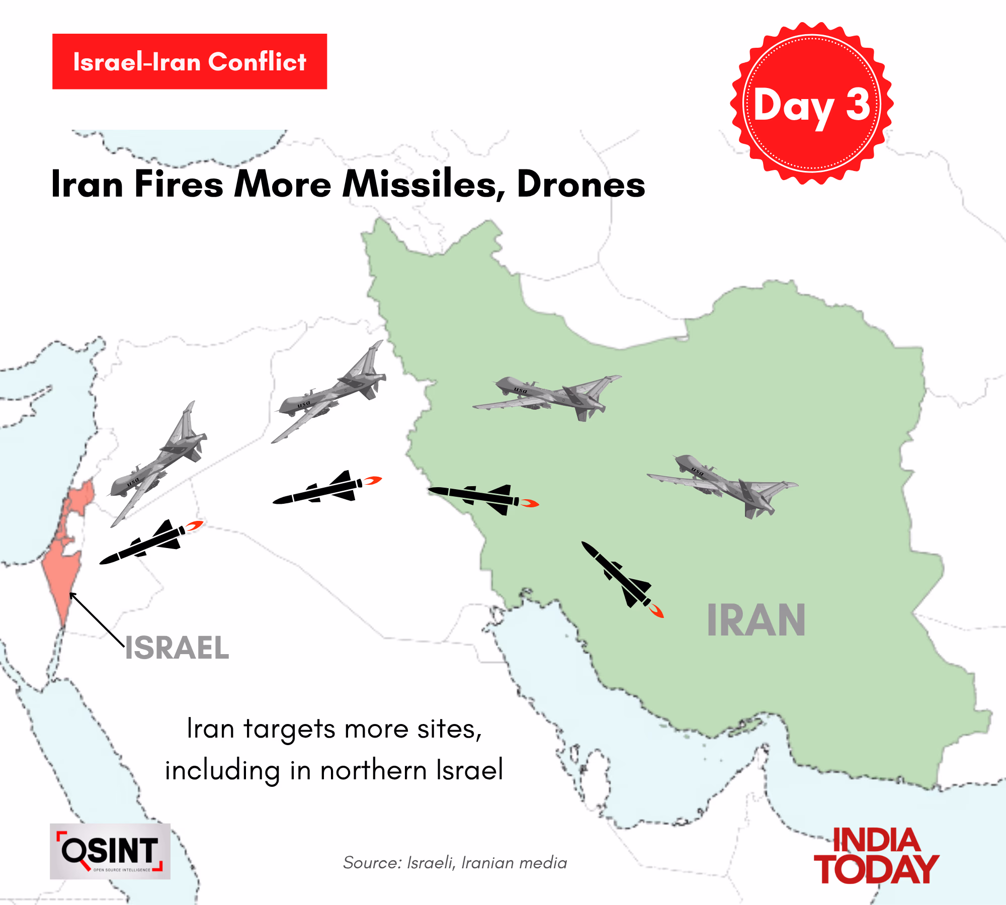 Iran's responsive strategy unfolds with counterattacks in diverse Israeli regions.