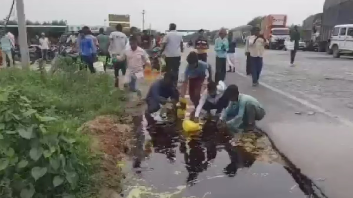 Chaos unfolds as tanker spills oil.