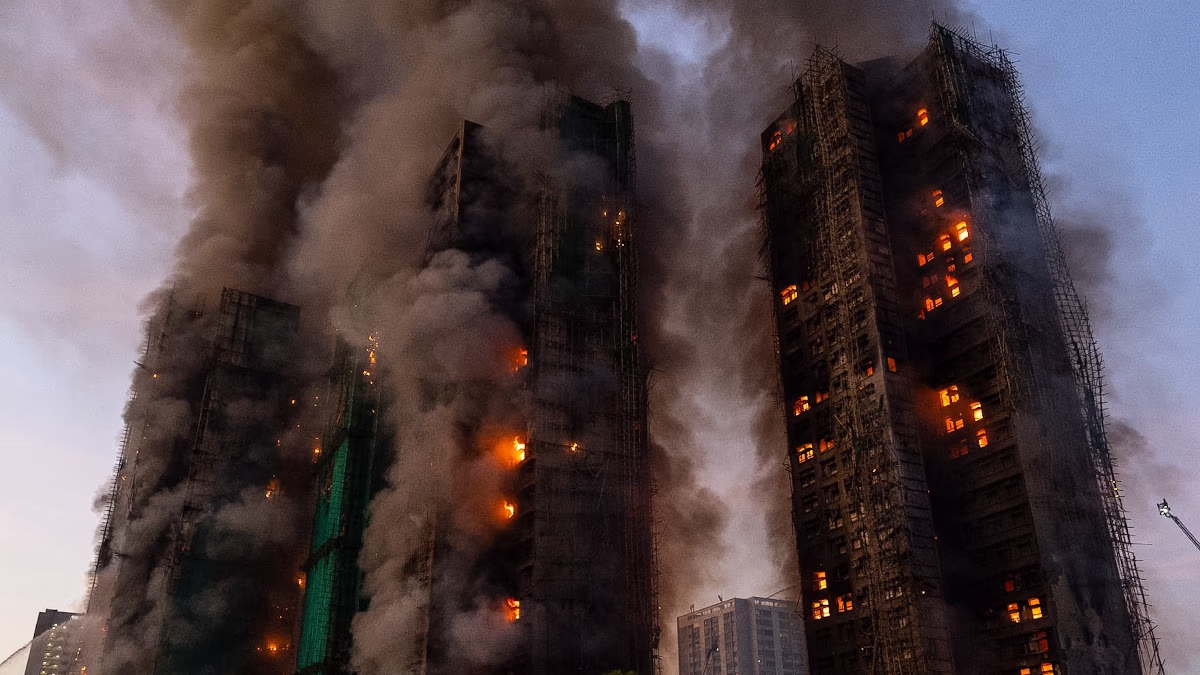 A fierce blaze engulfs multiple buildings in Hong Kong. (Photo - AP)