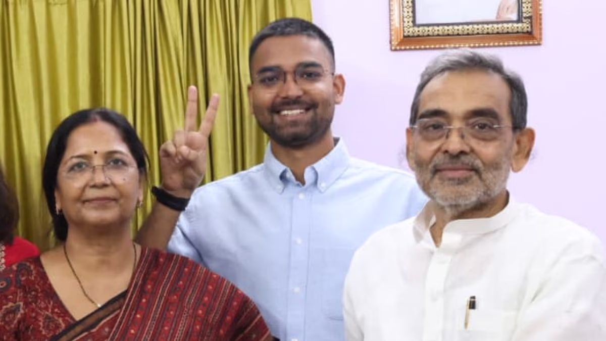 RLM leader Upendra Kushwaha with minister son Deepak Prakash and MLA wife Snehlata. (Photo: FB/Snehlata Kushwaha)