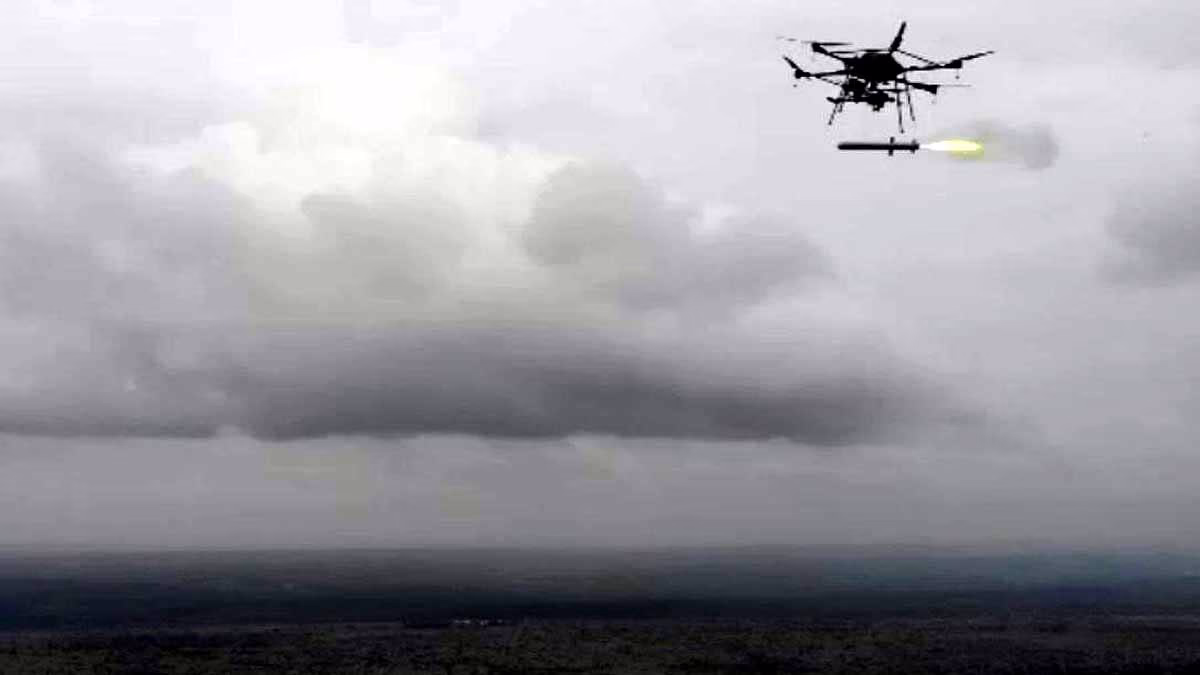 Missile launched from a drone. (Photo: X/Rajnath Singh)