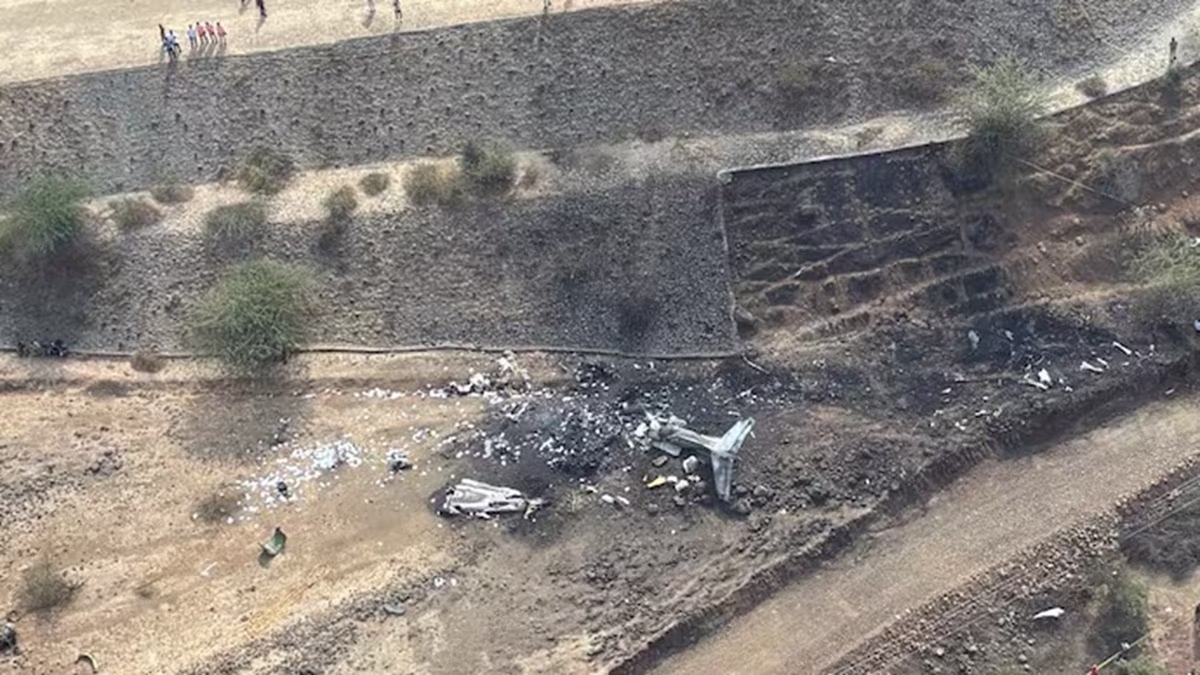 Aerial view of where Ajit Pawar's plane tragically crashed