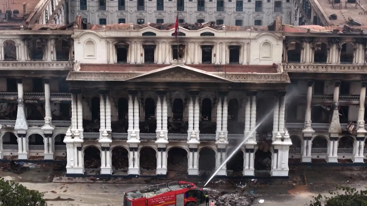 Fire extinguished at Nepal's main administrative building, Singh Durbar. (Photo: AFP)
