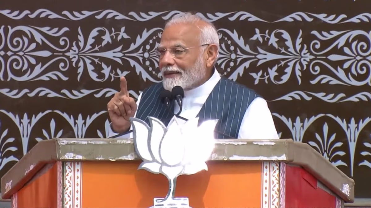 Prime Minister Modi at a rally in Doda