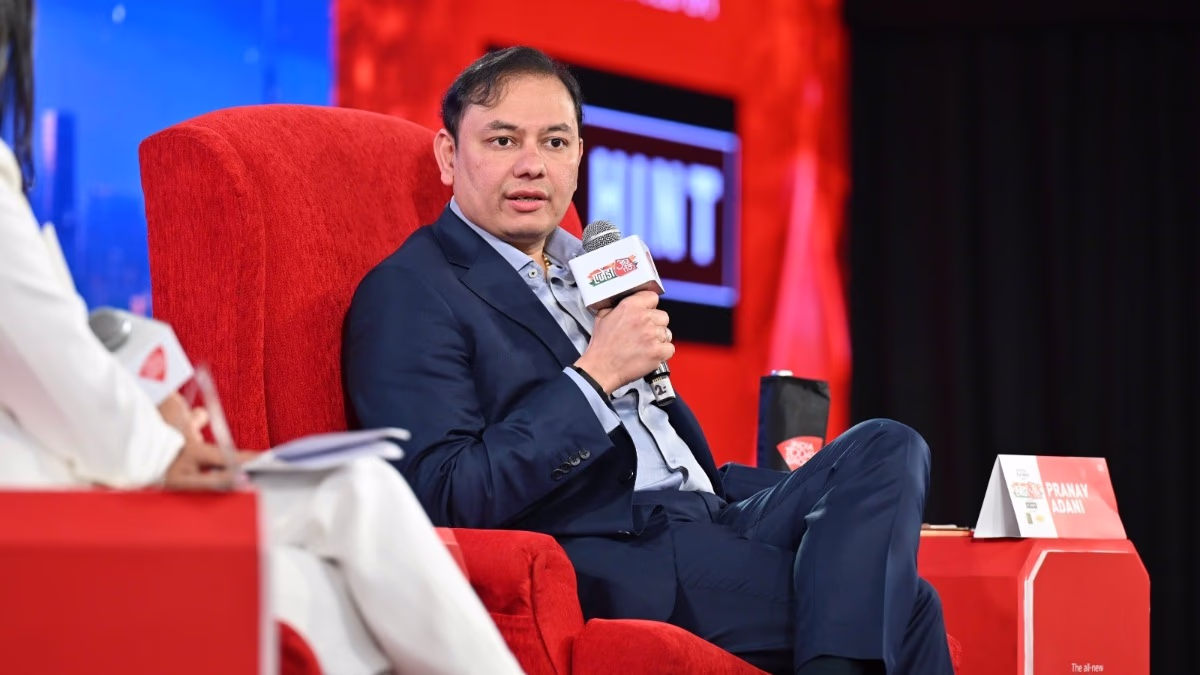 Pranav Adani addressing questions at the Agenda Aaj Tak stage