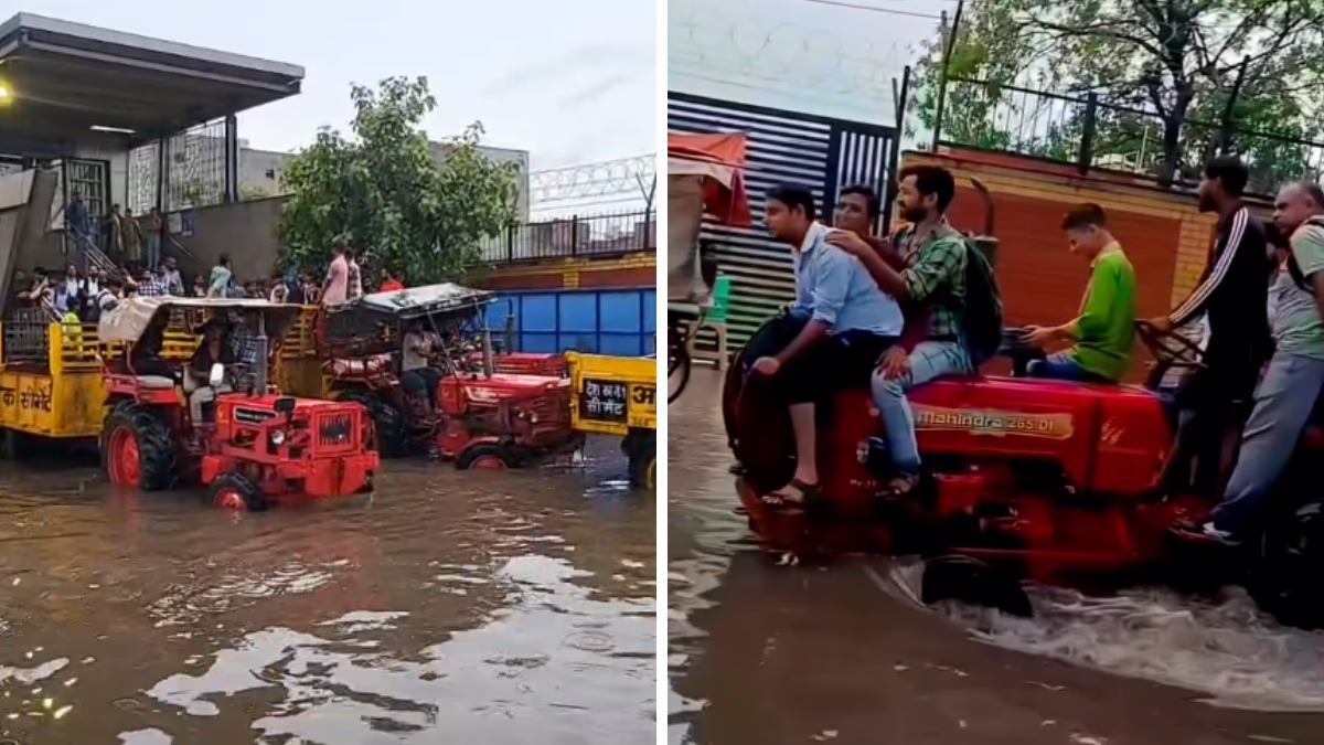 shiv vihar station scene depicting tractor trolleys