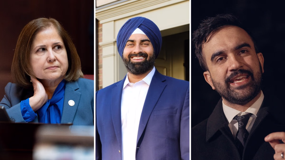 Indian-American leaders Ghazala Hashmi, J.J. Singh, and Zohran Mamdani celebrate their victories in US local and state elections (Photo: AP & X/SinghforVA).
